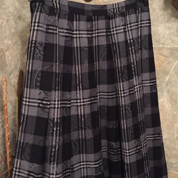 Pendleton wool classic pleated skirt Paisley print on top of stripe checkerd - Picture 7 of 8